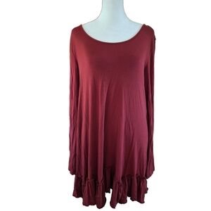 Red Long Sleeve Tunic Dress